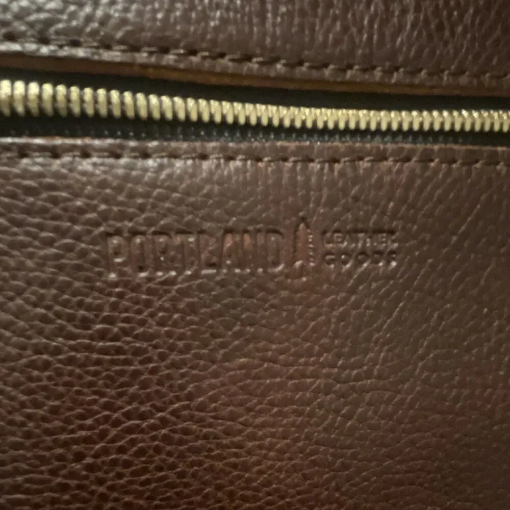 Portland Leather Goods Brown Backpack Zip Closure Outer Pockets Shoulder Strap